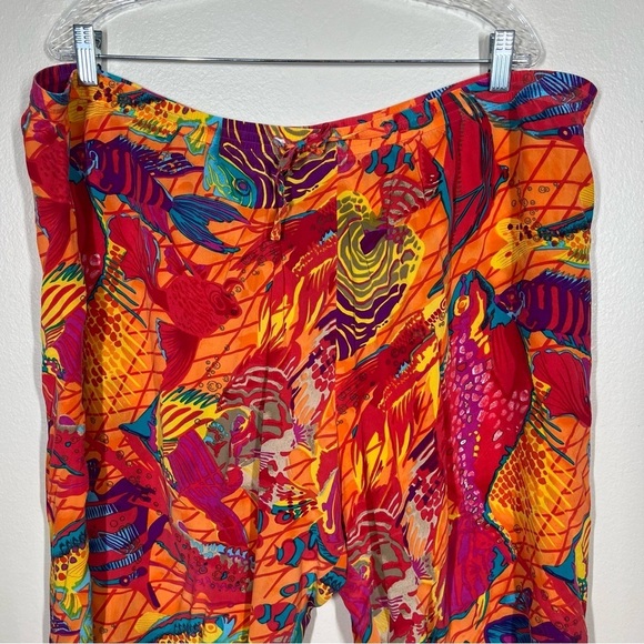 Vintage Albert & Pearl 100% Silk Tropical Fish Multicolor Shirt and Pants Set - Picture 11 of 16